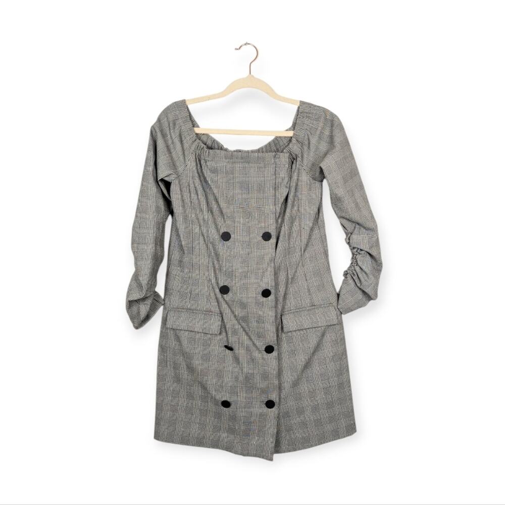 NWT Willow & Clay Plaid Off-the-Shoulder Blazer Dress Size M